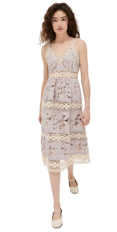 Sea Joah Embroidery Sleeveless Midi Dress Lilac