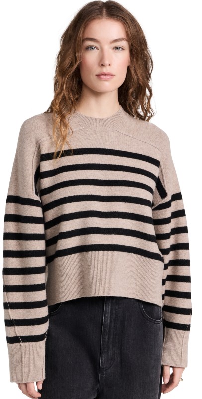 rag & bone Bridget Stripe Crew Sweater Oatmeal Multi