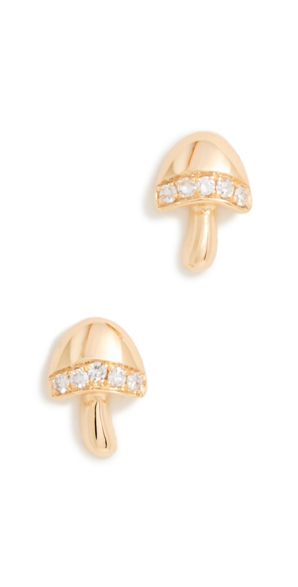 EF Collection Mini Magic Mushroom Stud Earrings Gold
