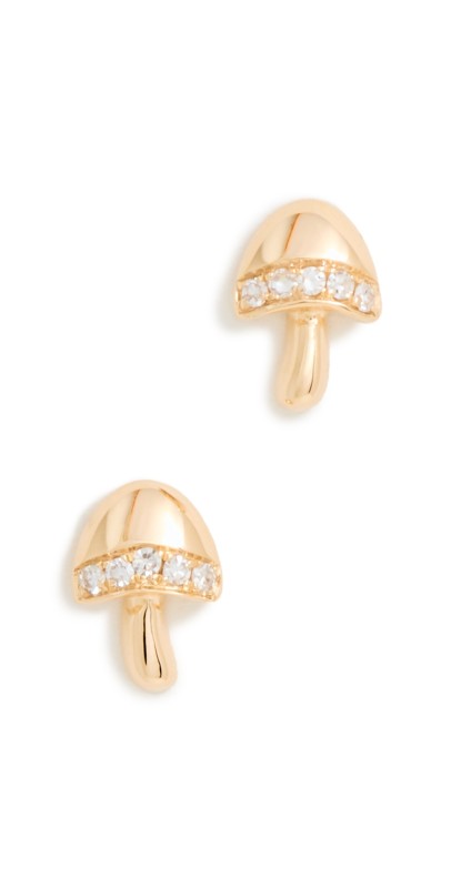 EF Collection Mini Magic Mushroom Stud Earrings Gold