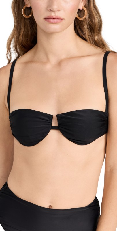 SIR. Zoya Gathered Balconette Bikini Top Black