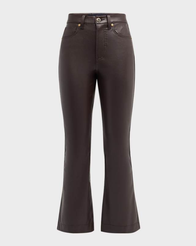 Carson Vegan Leather High-Rise Ankle Flare Jeans