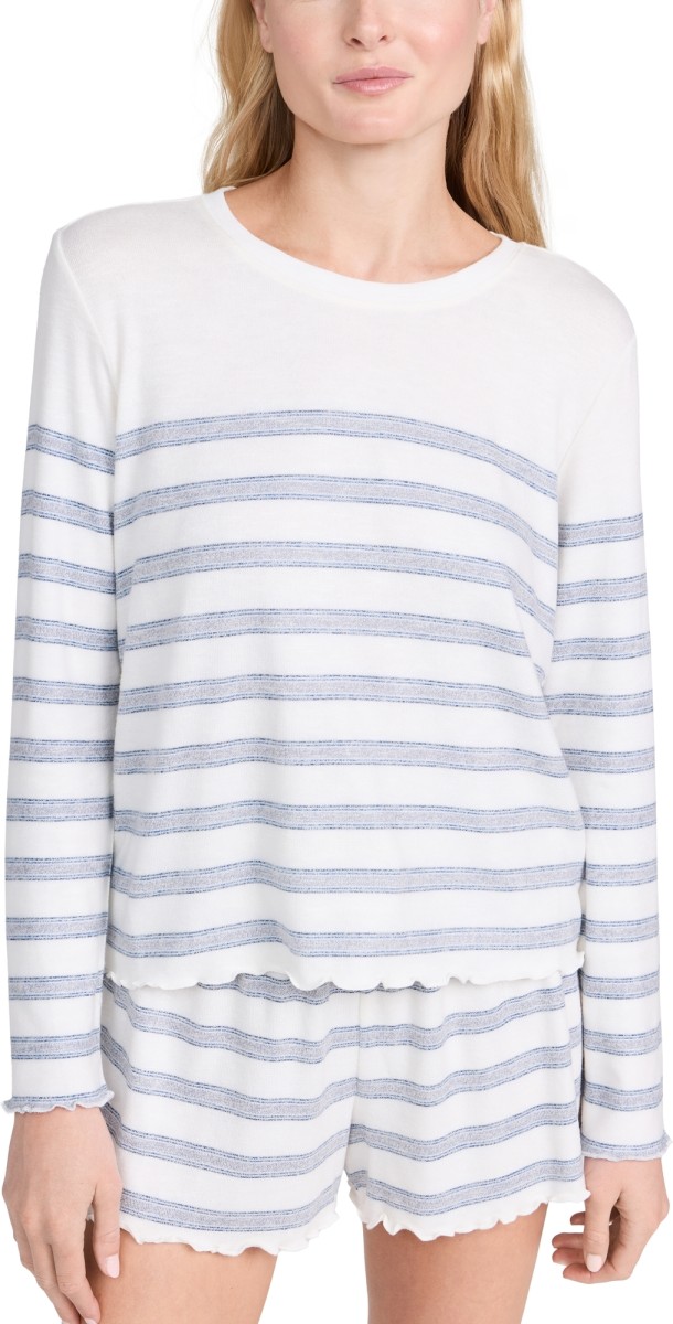 Z Supply Hometown Stripe Long Sleeve Top Vanilla Ice