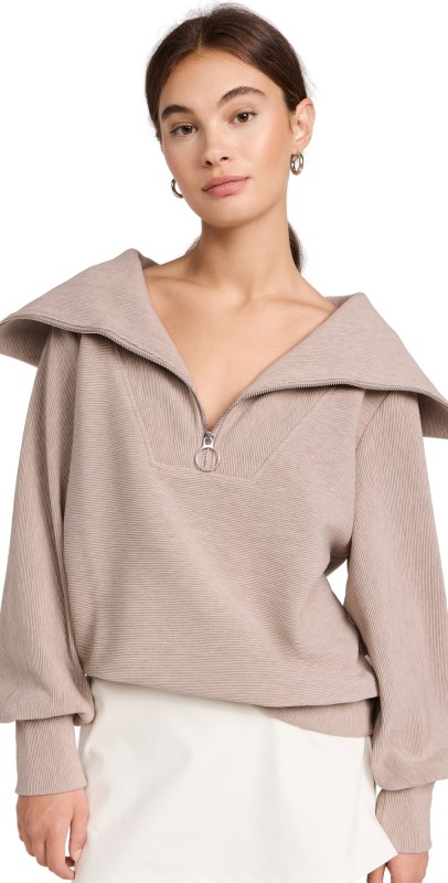 Varley Vine Half Zip Sweatshirt Taupe Marl