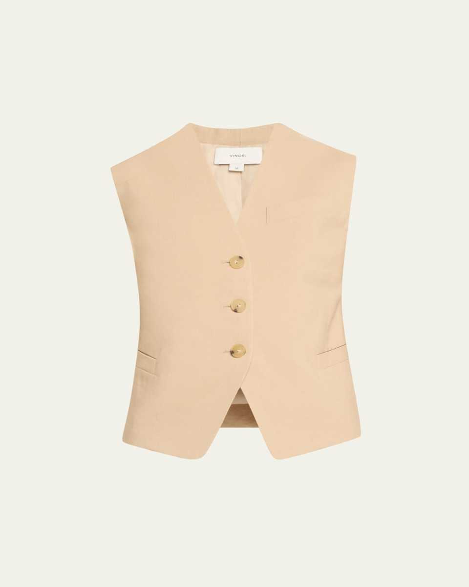 Linen-Blend Suiting Vest