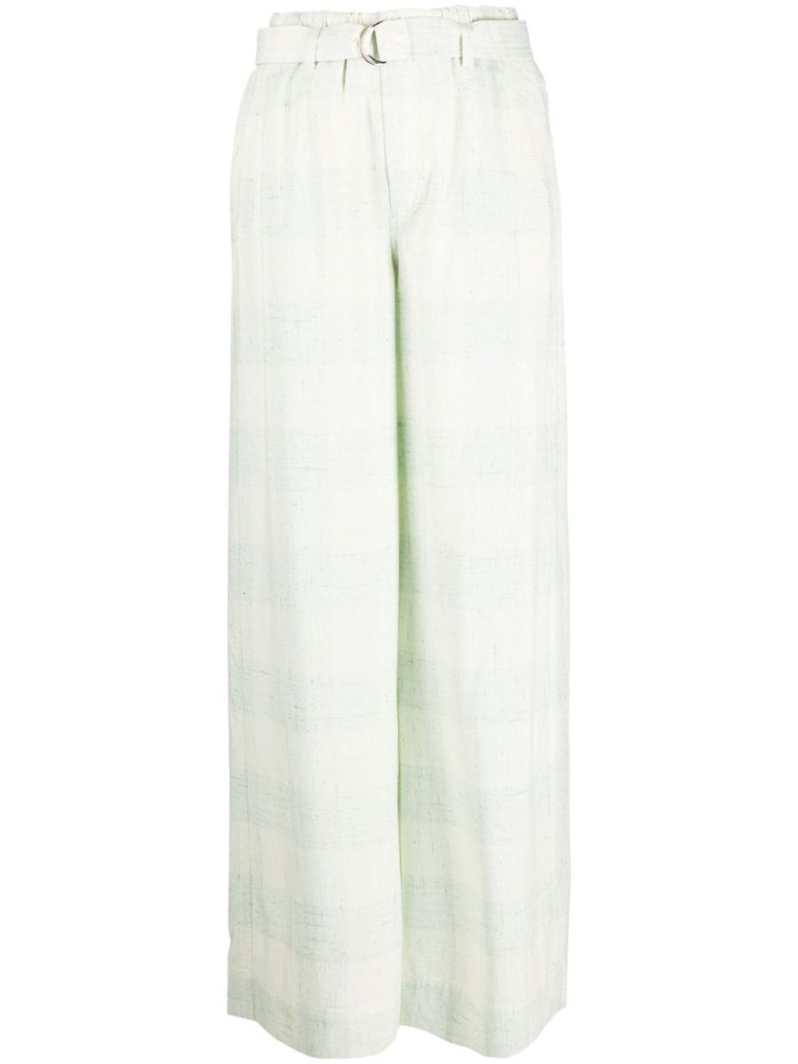 checked belted palazzo trousers