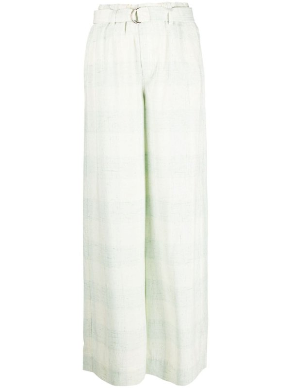 checked belted palazzo trousers