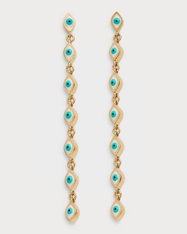 14K Linked Enamel Drop Earrings
