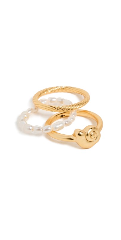 Madewell Nautilus Ring Pack Pale Gold