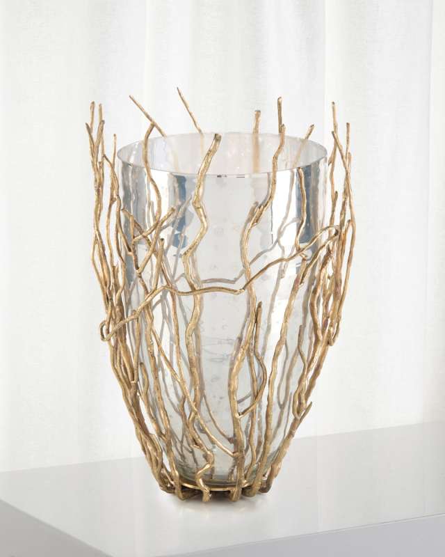 Sapling Encased Silvered Glass Vase