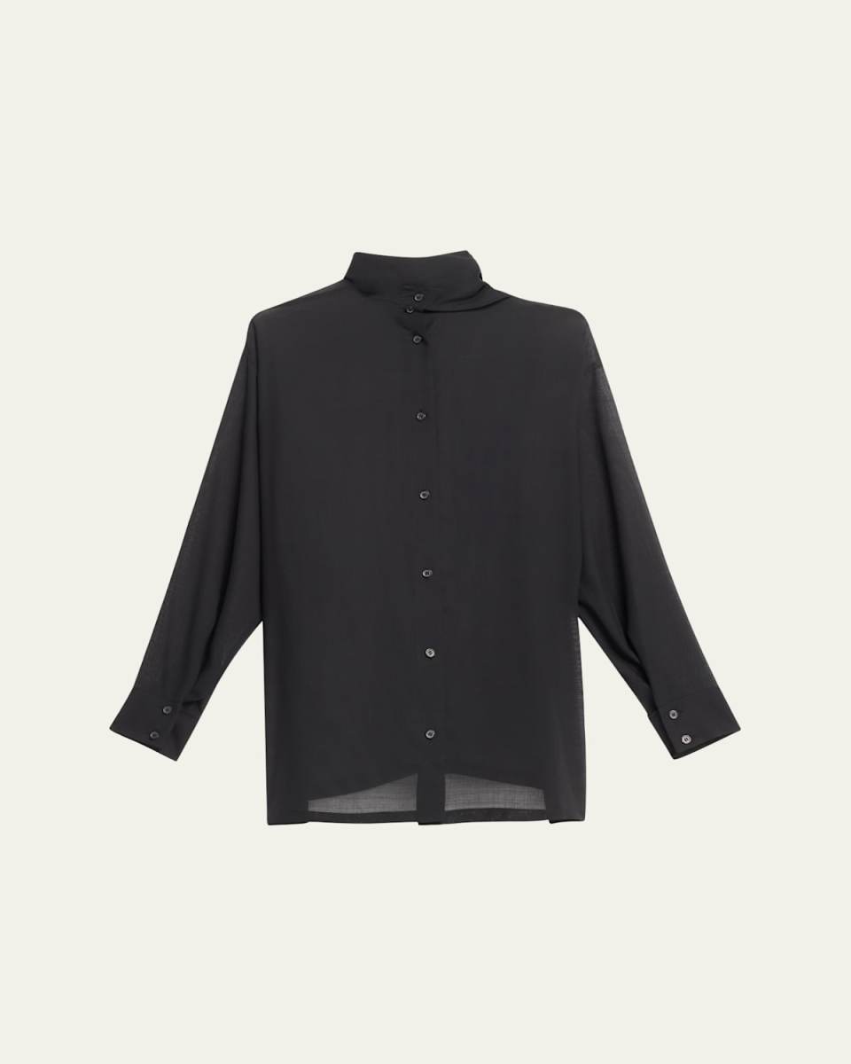 Sheer Wool Button Down Top