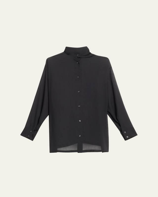 Sheer Wool Button Down Top