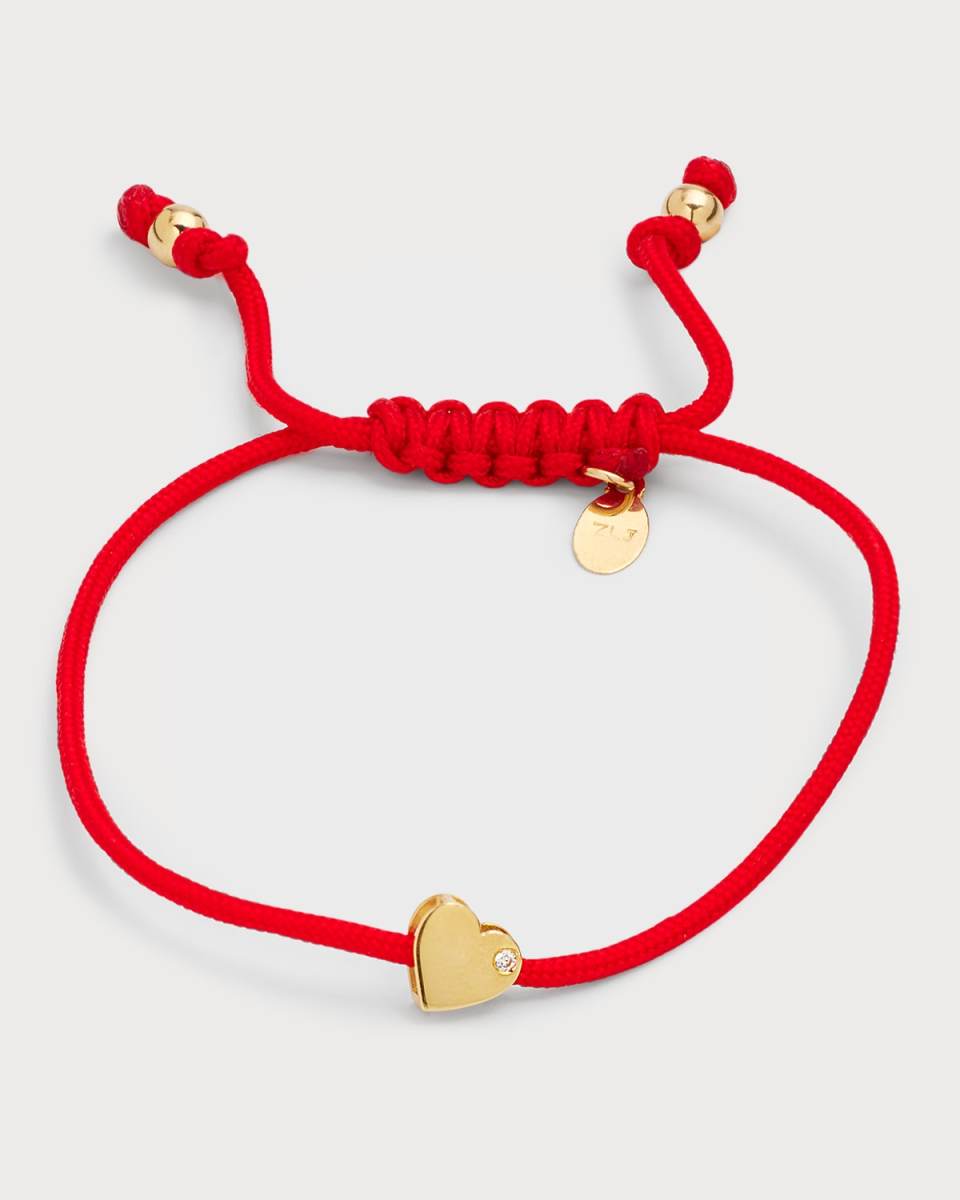 14K Gold Heart with Diamond 0.01ct Fortune Bracelet
