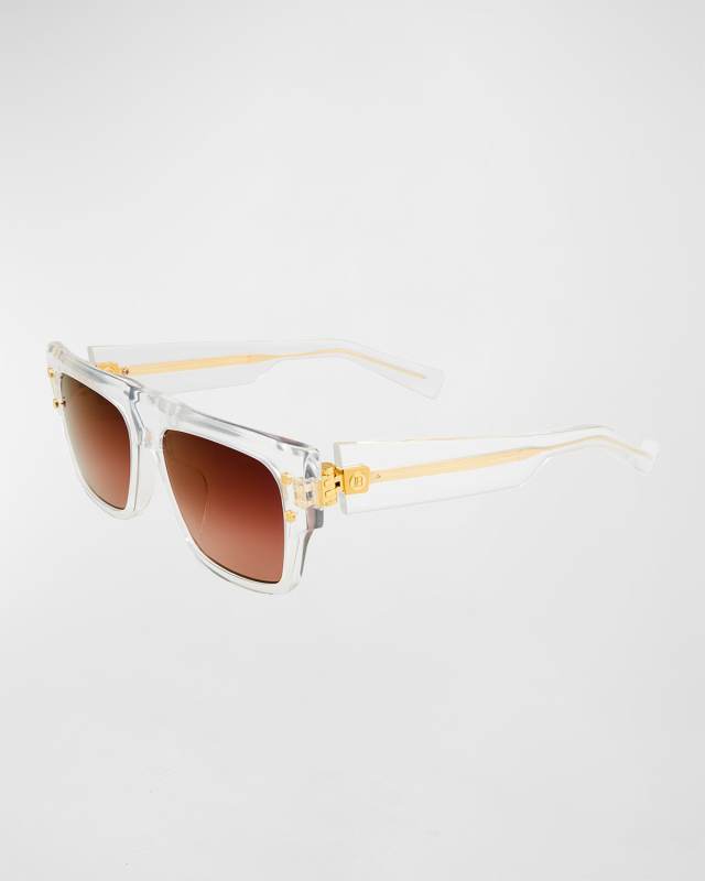 Logo Square Clear Acetate & Titanium Sunglasses