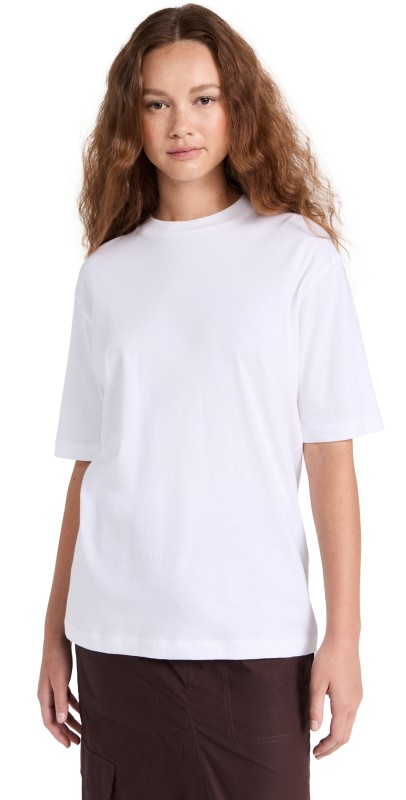 Tibi Mock Neck Unisex Tee Dusty Navy