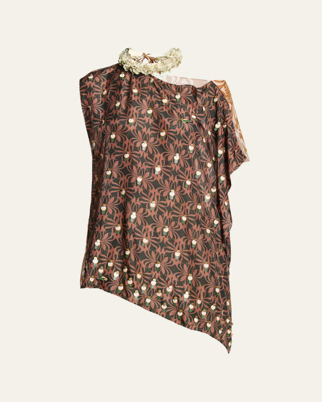 Clavier Abstract-Print Sequined Halter Top