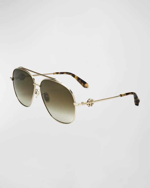 Iconic RC Gradient Metal & Acetate Aviator Sunglasses