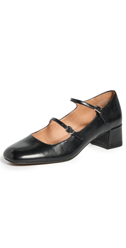 Madewell The Nettie Heeled Mary Jane Heels True Black
