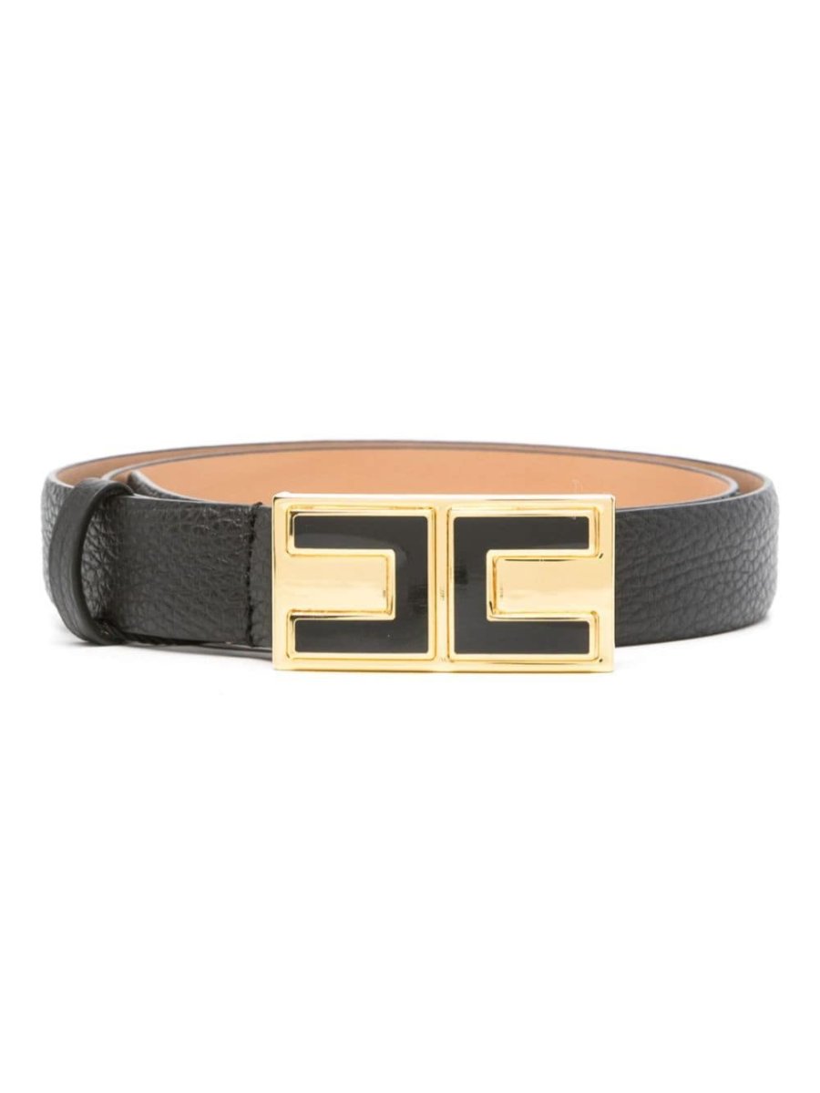 logo-buckle leather belt