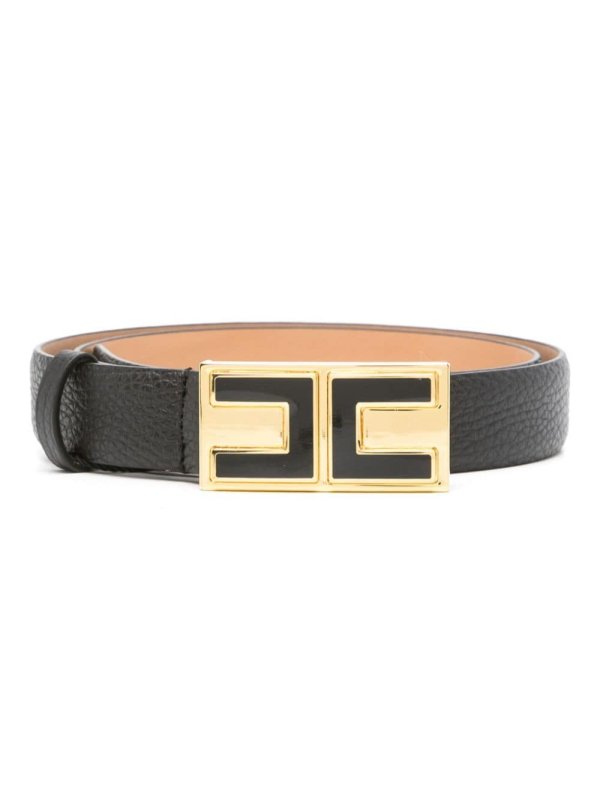 logo-buckle leather belt