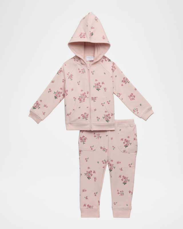 Girl's Woodsorrel Floral-Print Hoodie & Jogger Set, Size 6