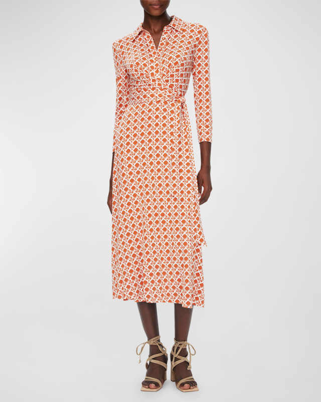 Sana Geometric-Print Midi Shirtdress
