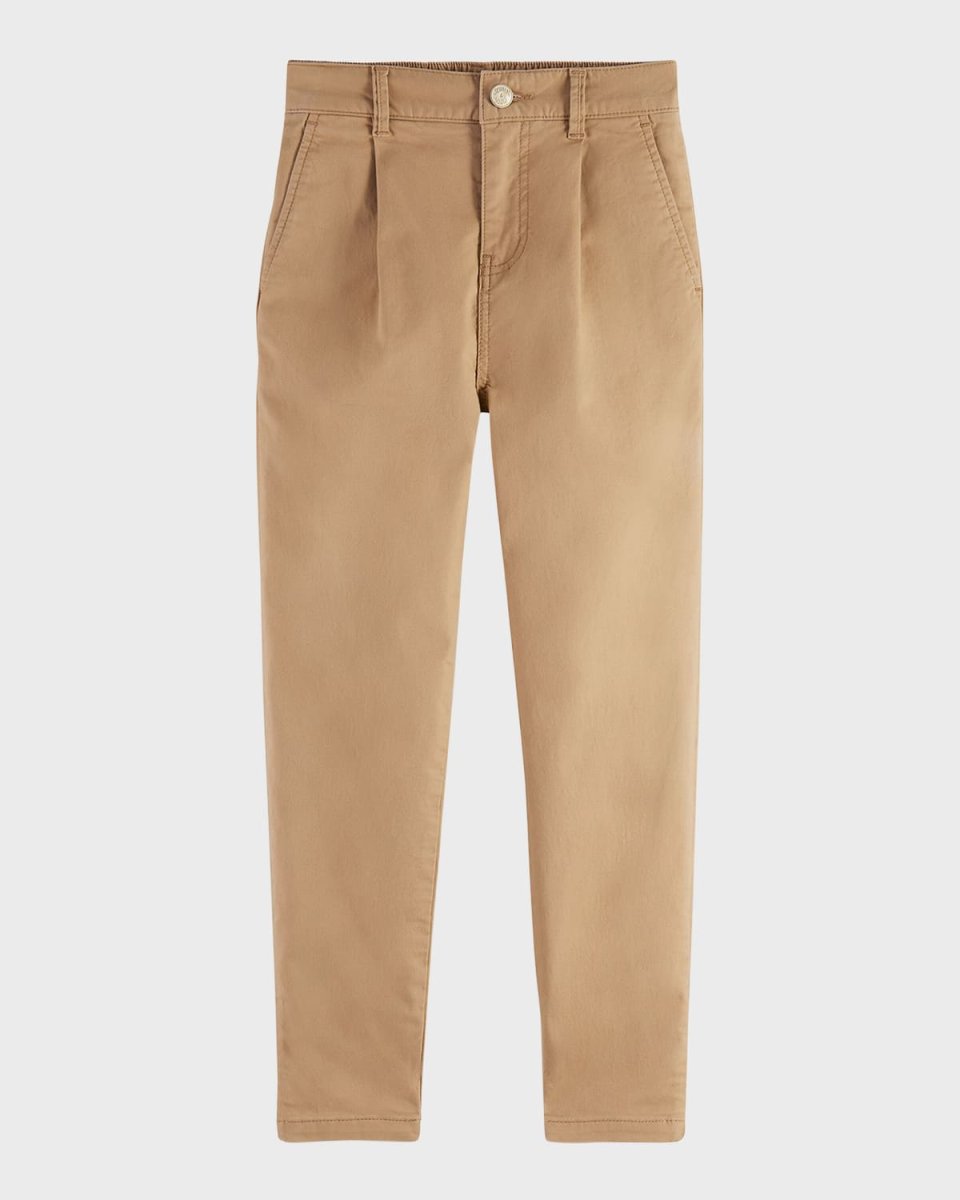 Boy's Peached Pleated Tapered Chino Pants, Size 4-