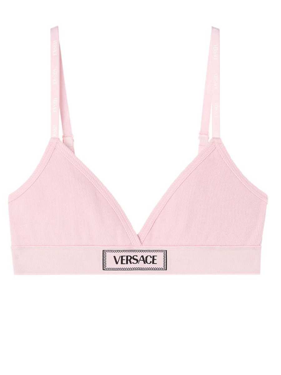 logo-patch cotton-blend bra