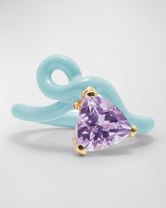 Blue Iris Enamel Amethyst Vine Statement Ring