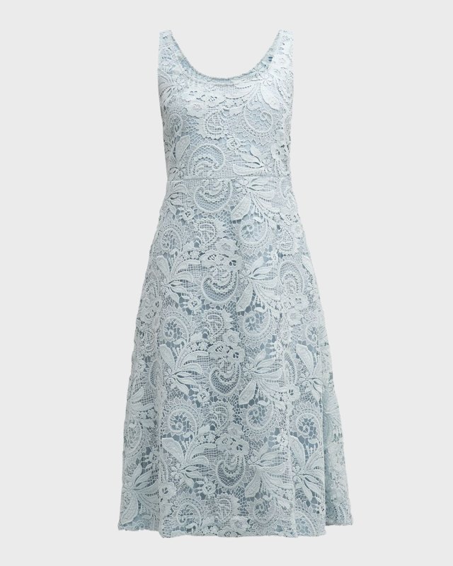 Jacqueline Sleeveless Floral Lace Midi Dress