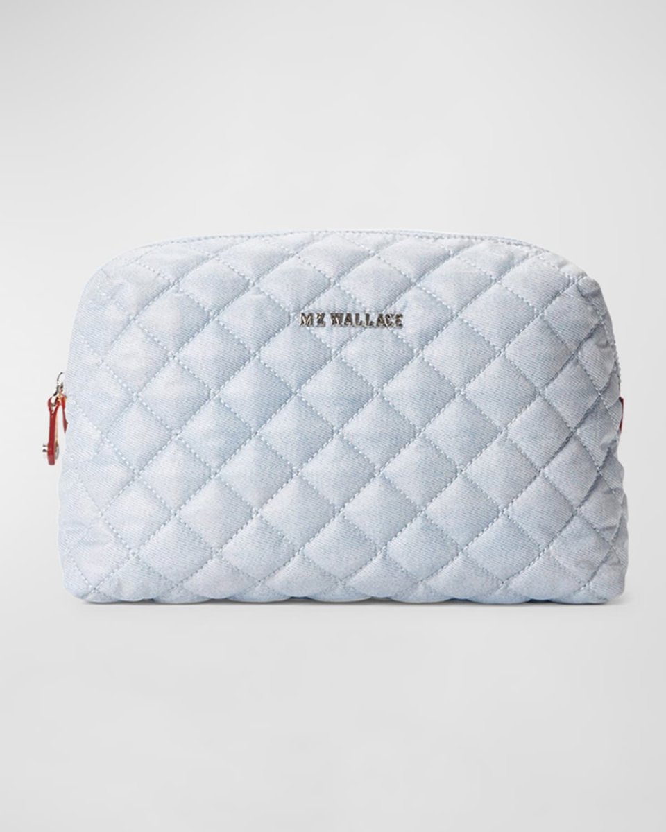 Mica Denim Quilted Cosmetic Bag