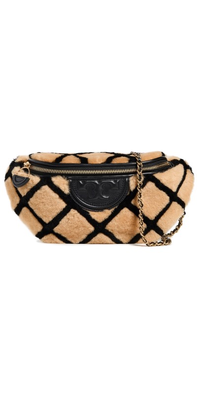 Tory Burch Fleming Shearling Belt Bag Light Toff