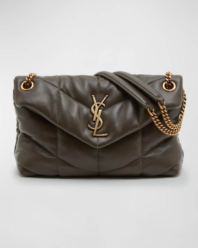 Lou Puffer Small YSL Shoulder Bag in Quilted Leather