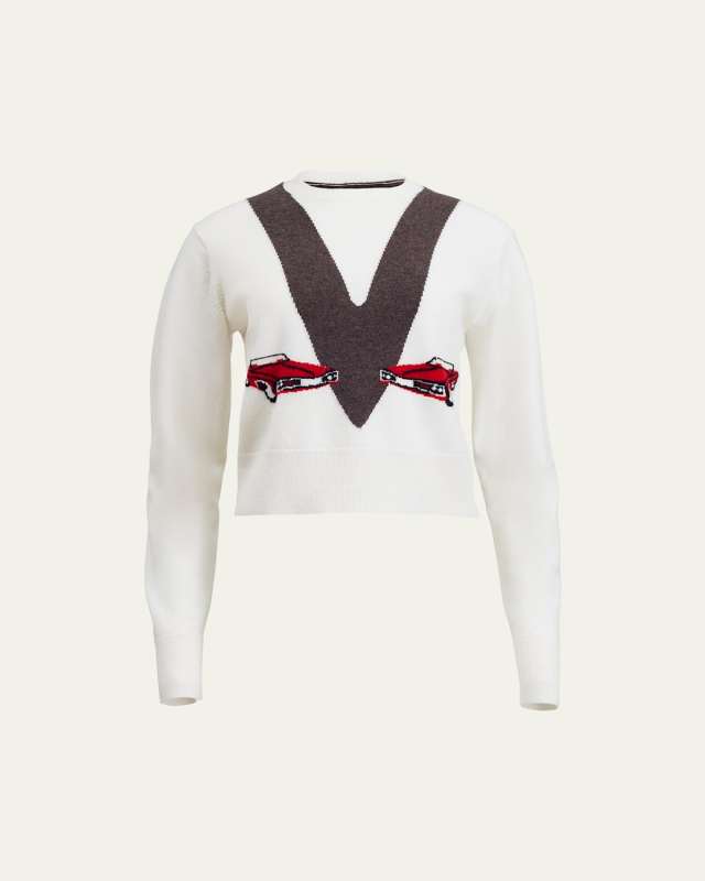 Mavis Red Convertible Jacquard Cashmere Sweater