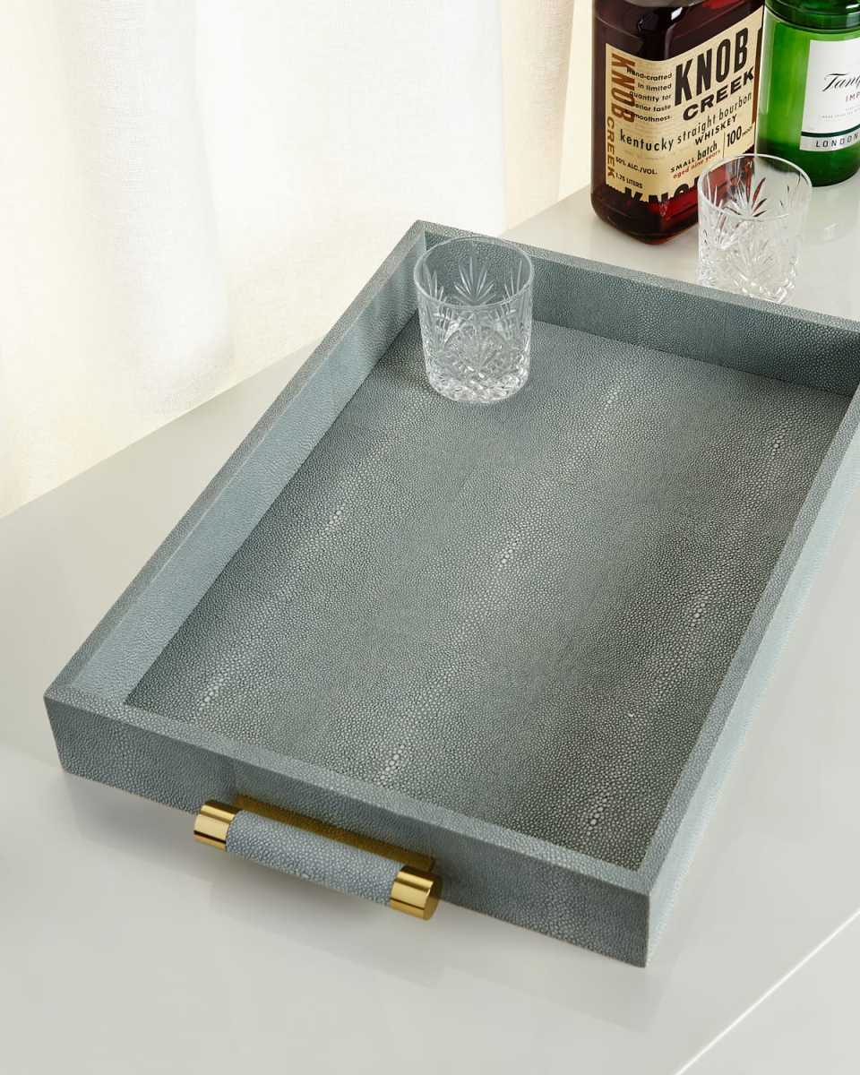 Mist Classic Faux Shagreen Serving Tray