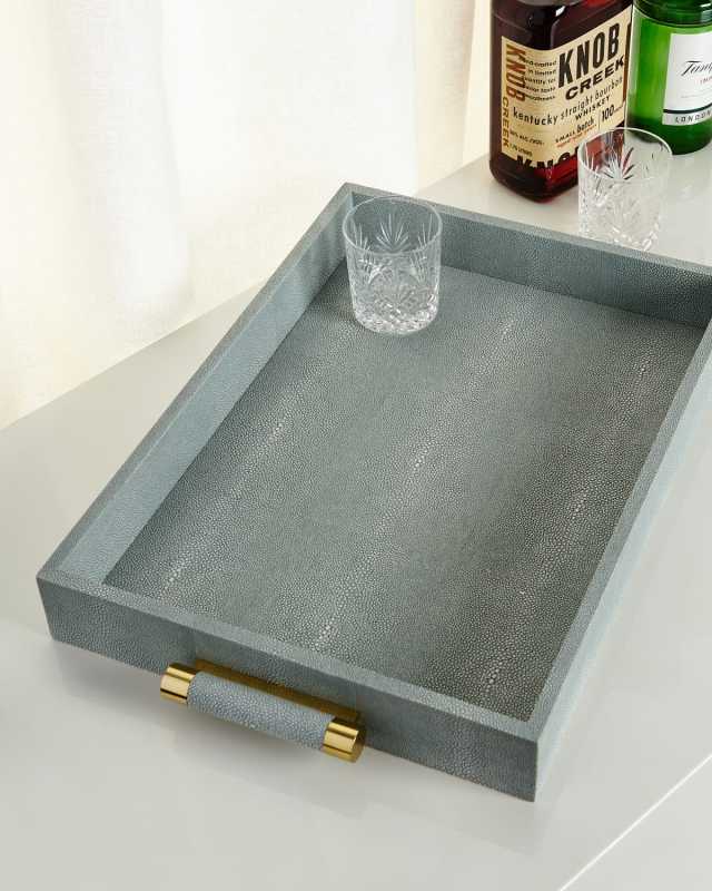 Mist Classic Faux Shagreen Serving Tray