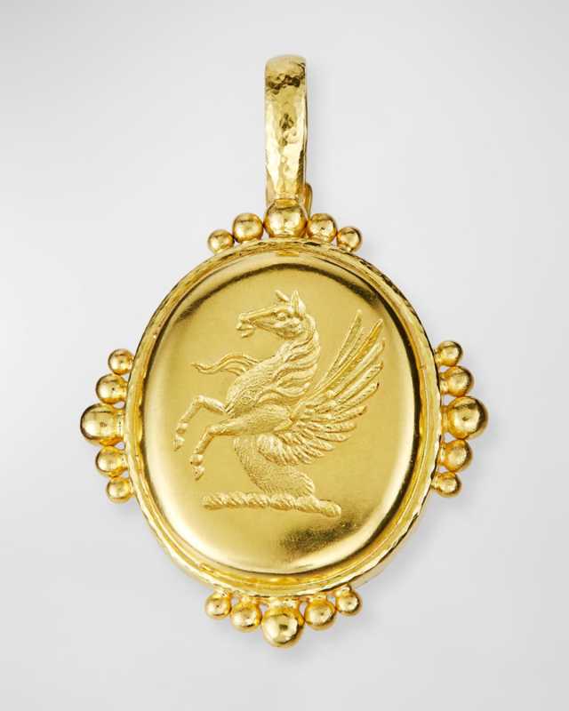19k Gold Pegasus Oval Pendant