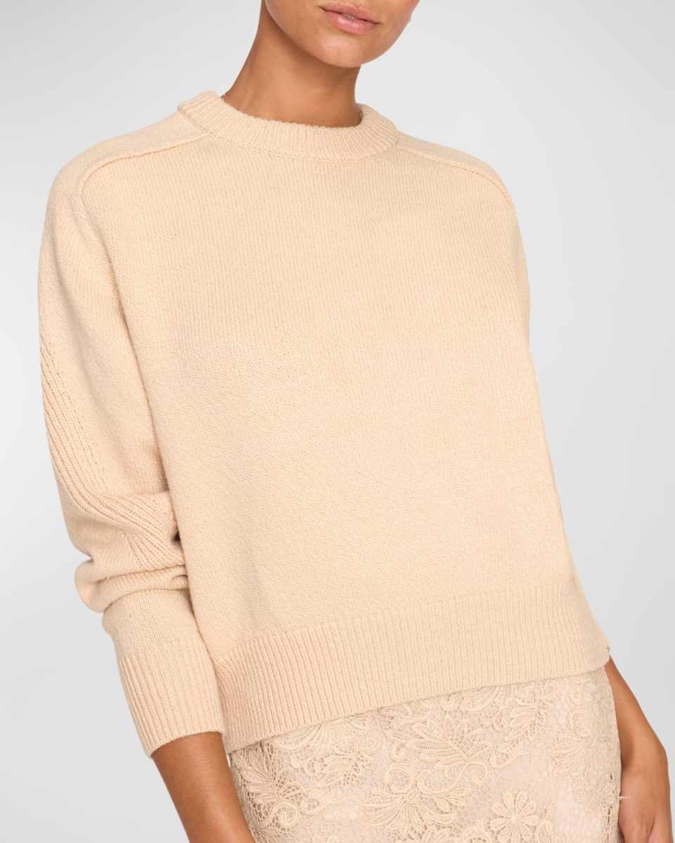 Pele Crewneck Saddle-Sleeve Knit Sweater