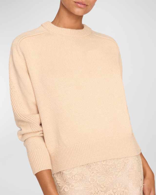 Pele Crewneck Saddle-Sleeve Knit Sweater