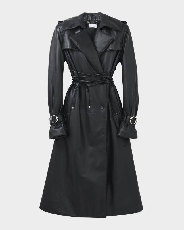 Belted Leather Trench Coat