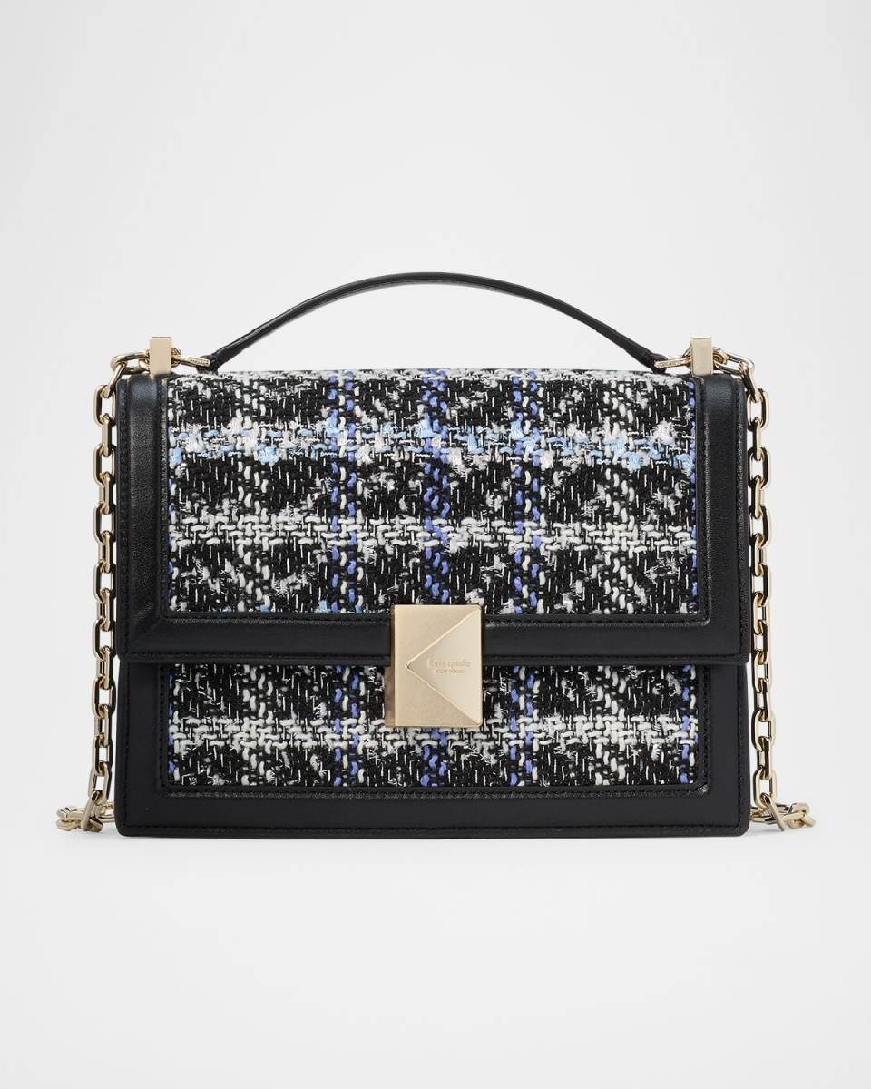 deco plaid tweed shoulder bag