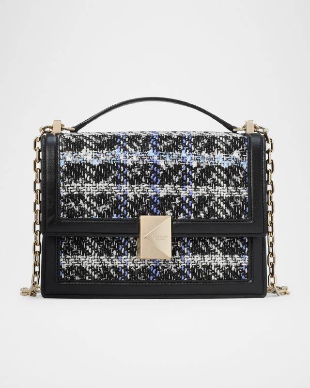 deco plaid tweed shoulder bag