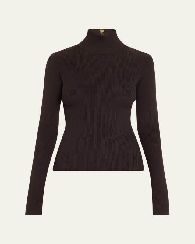 Long-Sleeve Ribbed Turtleneck Sweat