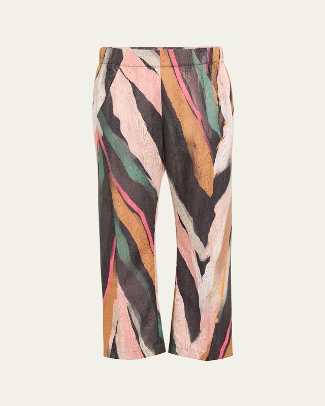 Eko Abstract Metallic Jacquard Draped Trousers