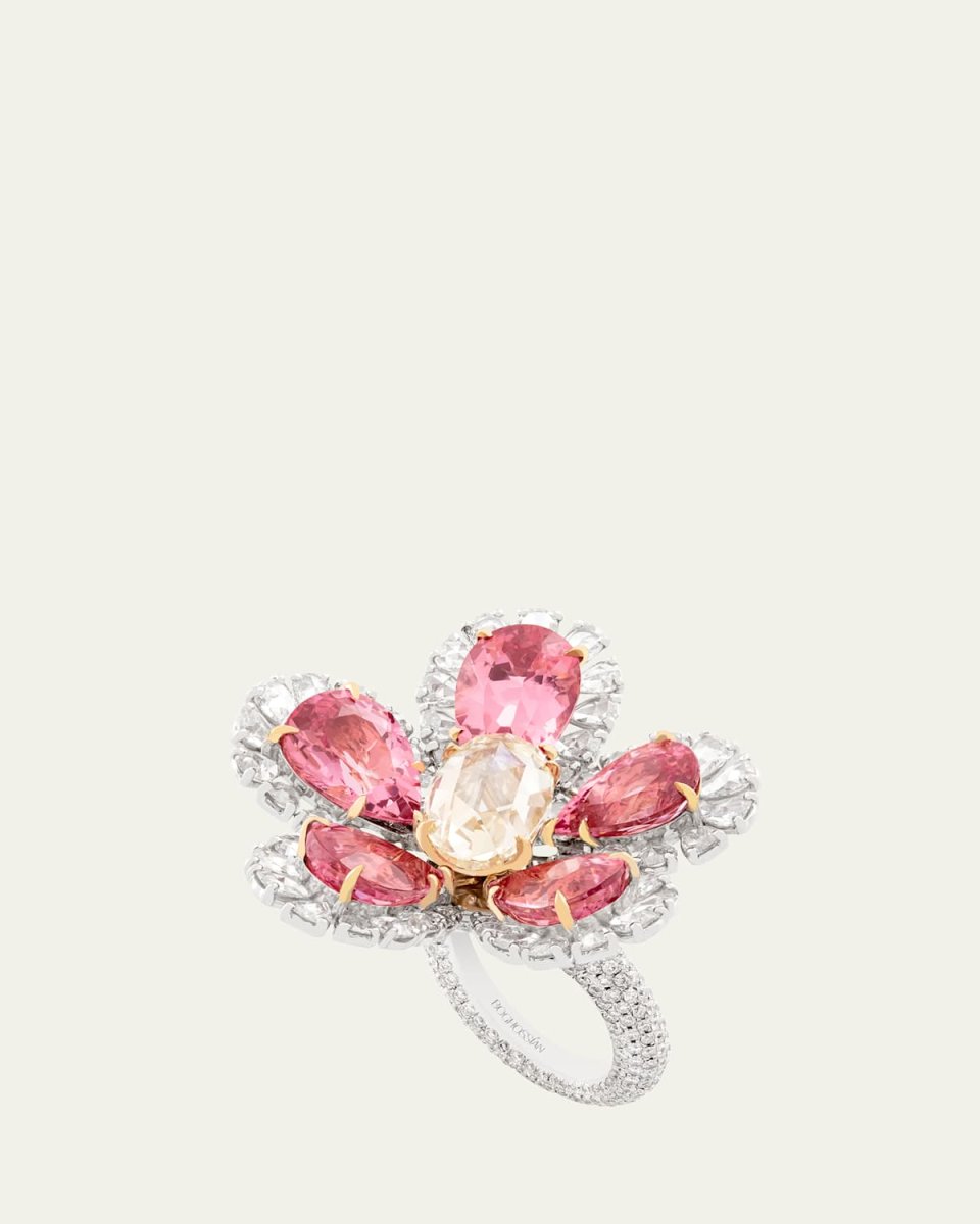 18K White Gold Pink Spinel and Diamond Statement Ring