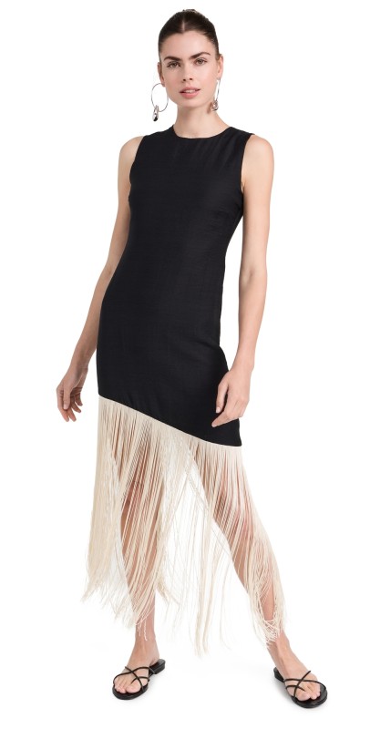 SIMONMILLER Casablanca Fringe Dress Black/Seashell