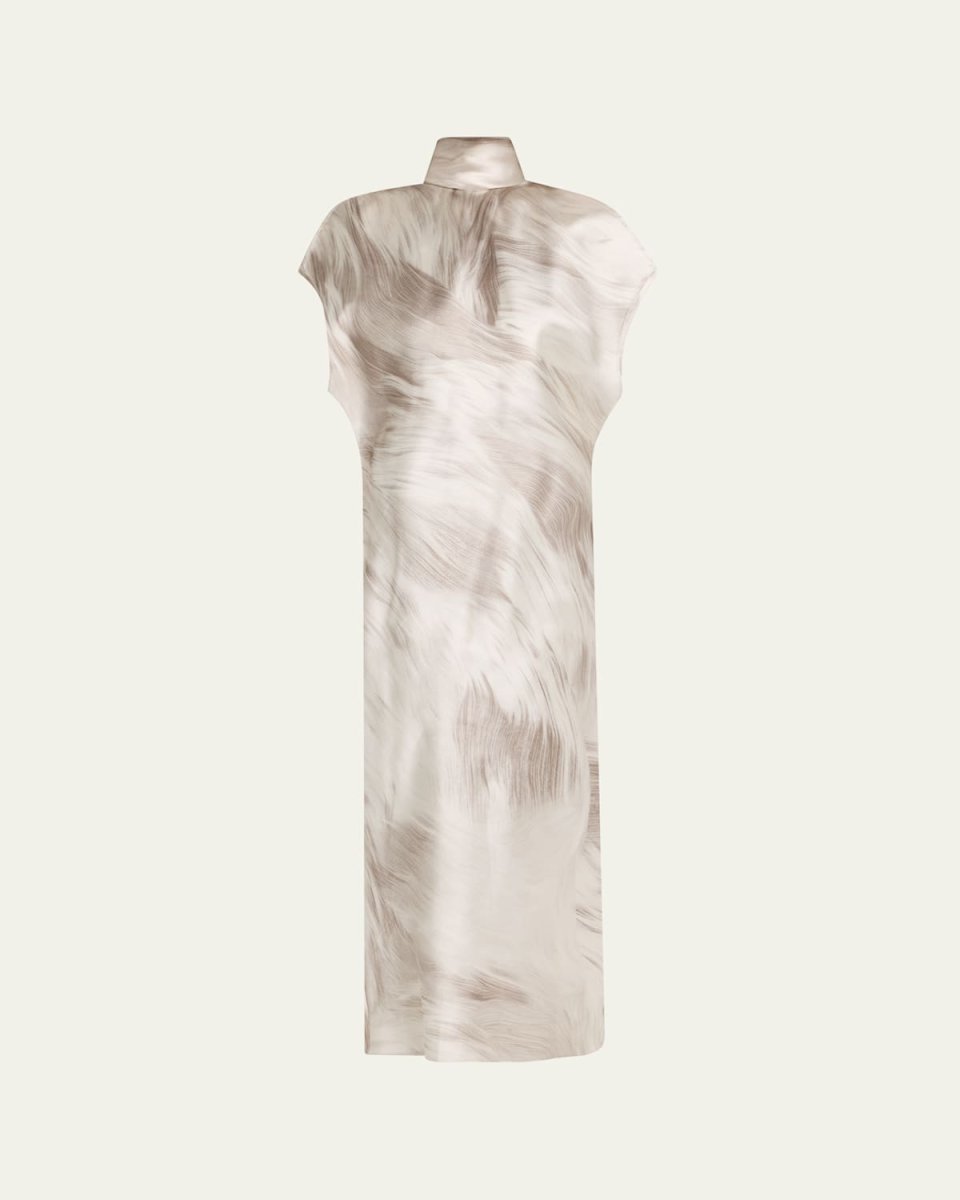 The Evie Neck-Scarf Midi Silk Dress