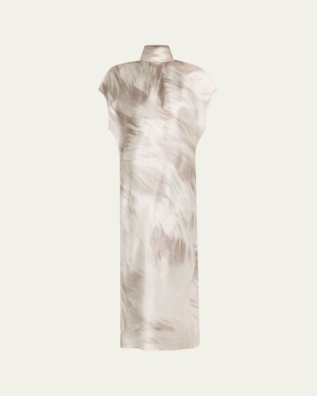 The Evie Neck-Scarf Midi Silk Dress
