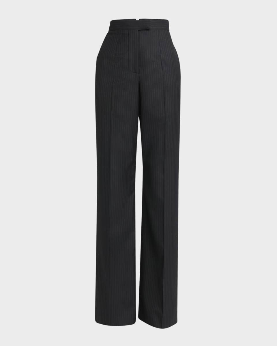 High-Rise Pinstripe Wide-Leg Trousers