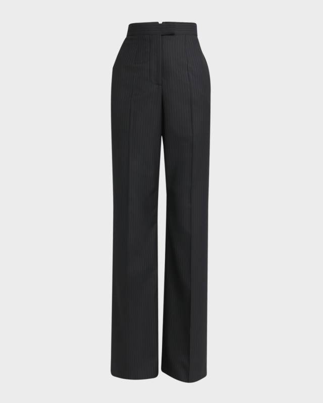 High-Rise Pinstripe Wide-Leg Trousers